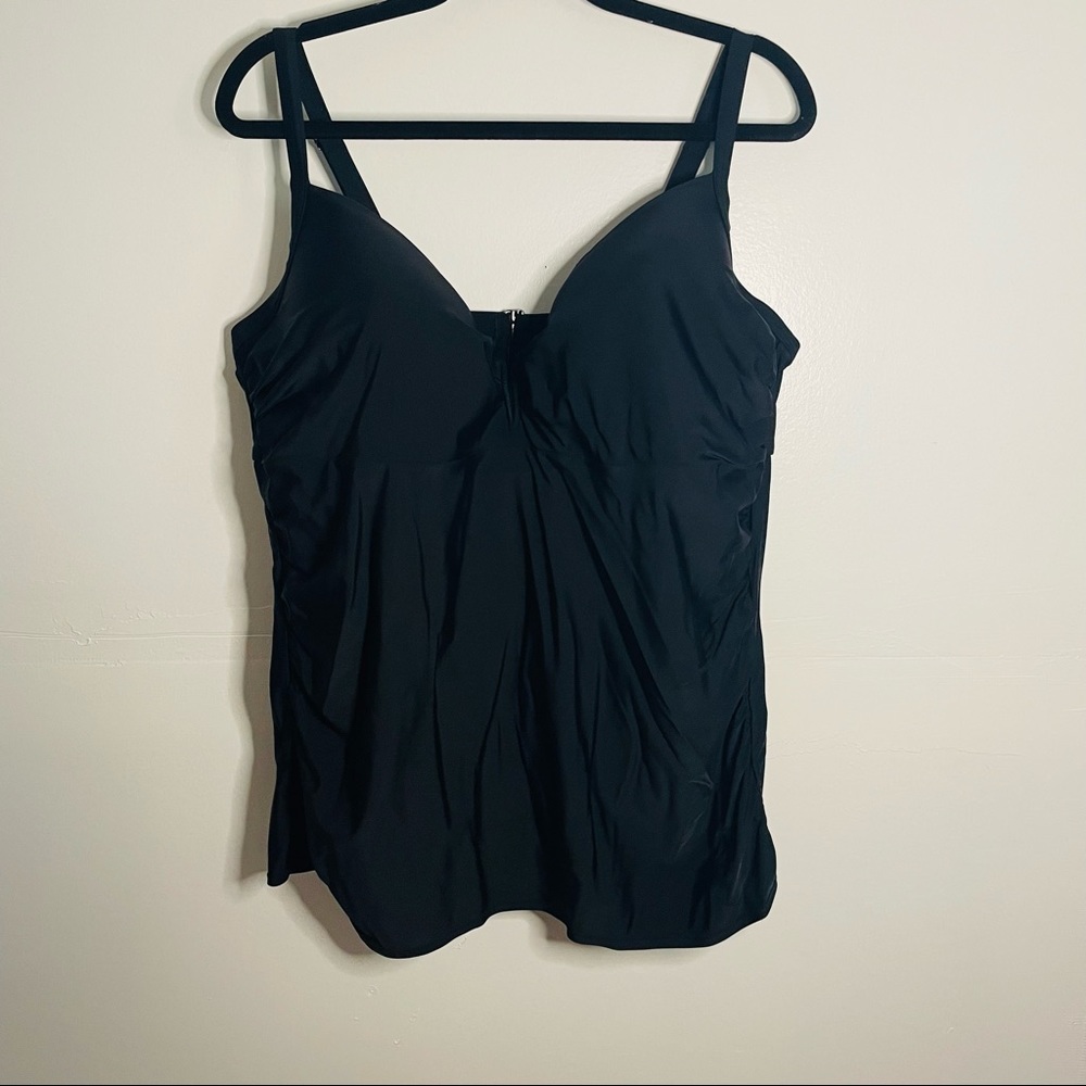 Swim by Cacique Lane Bryant Black Balconette Swim Top